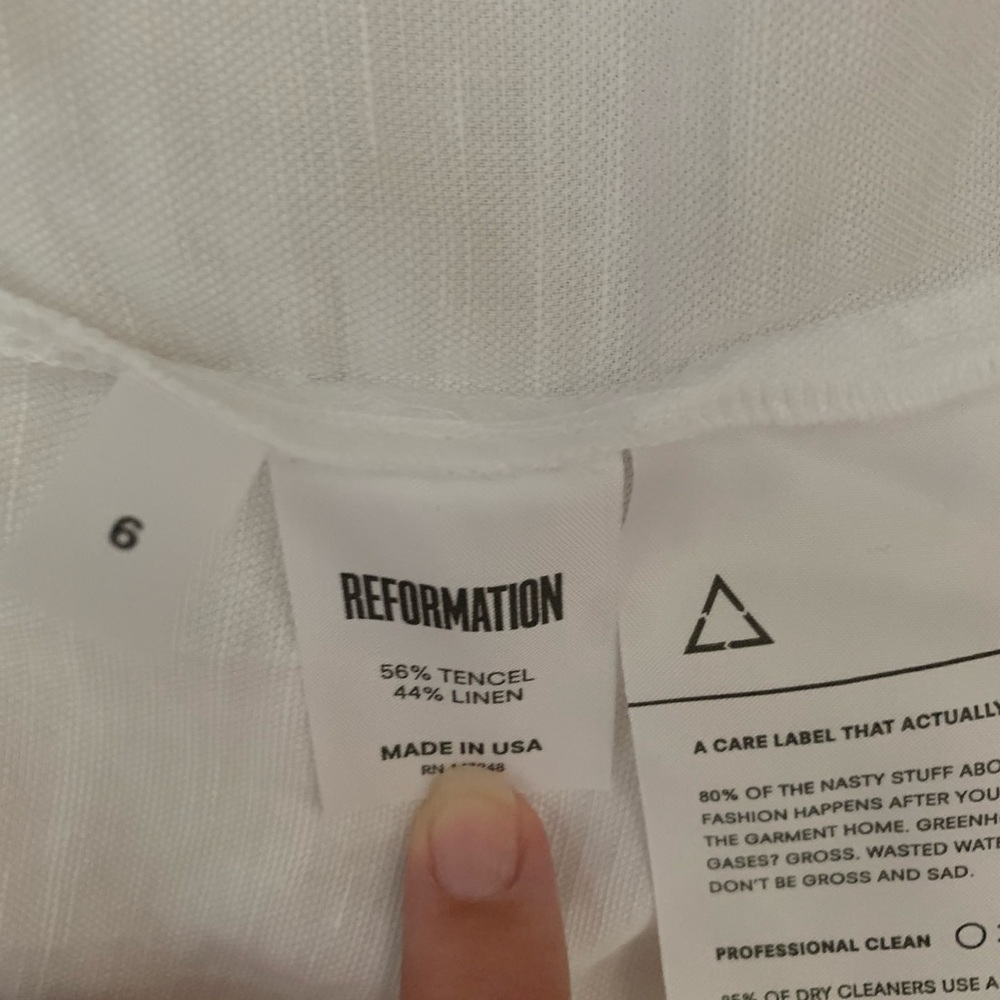 Reformation White Linen Top Skirt S or 4-6 EUC - Picture 3 of 5